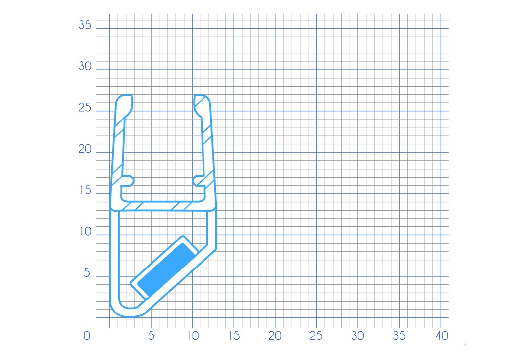 P1750 - Angular shower seal with magnet - glass 6 to 8 mm