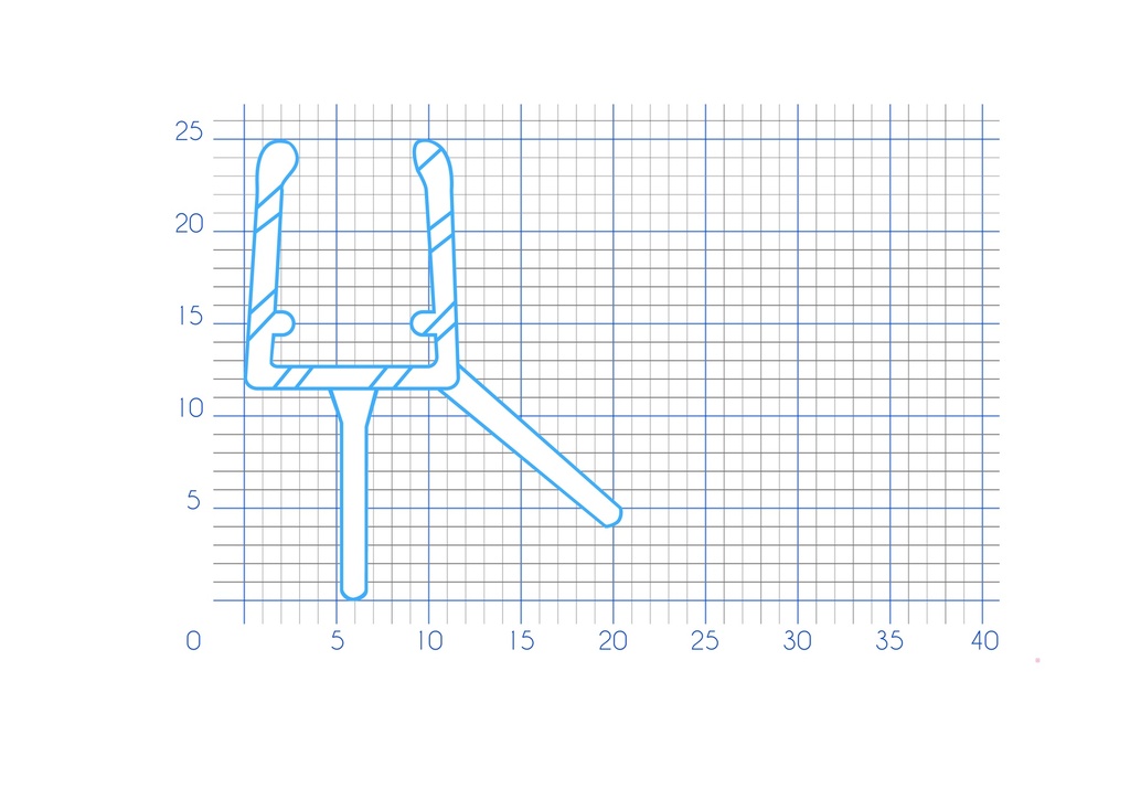 P1760 - Double lip shower door seal - glass 6 to 8 mm