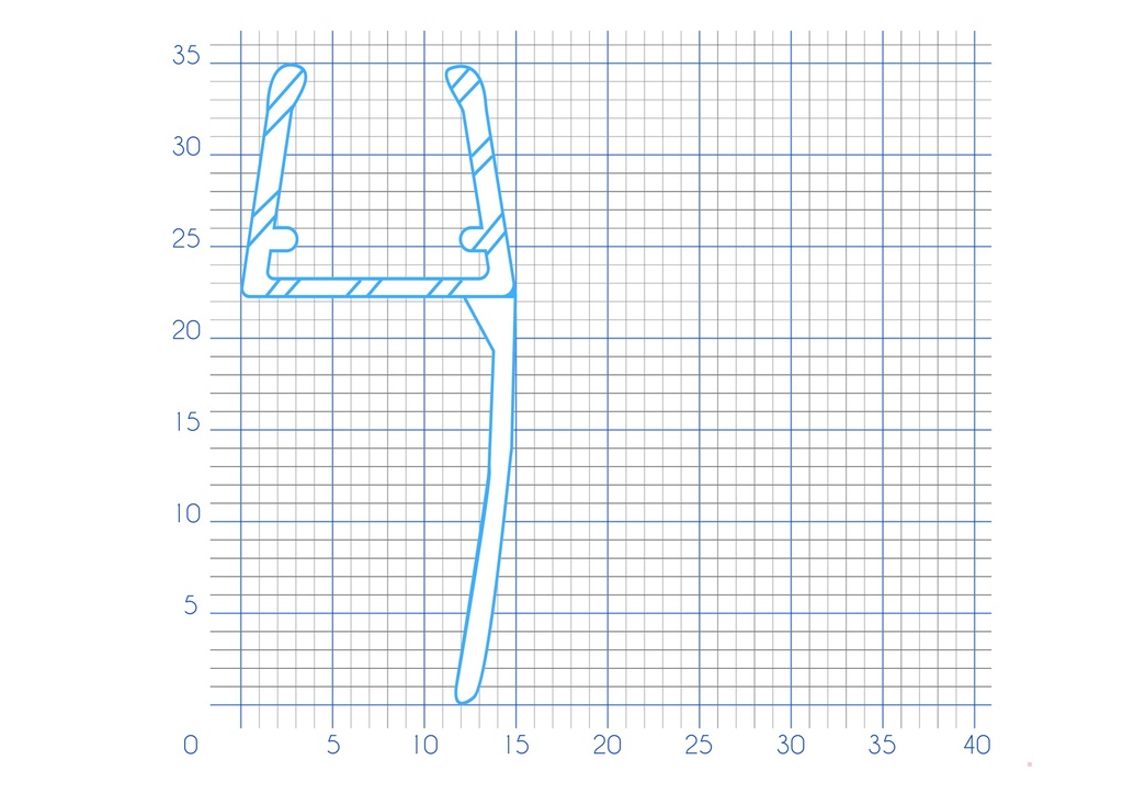 P1764 - Long lip shower door seal - glass 10 to 12 mm