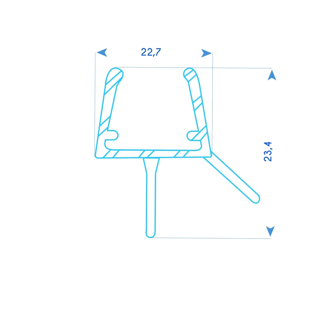 P1766 - Double lip shower door seal - glass 10 to 12 mm