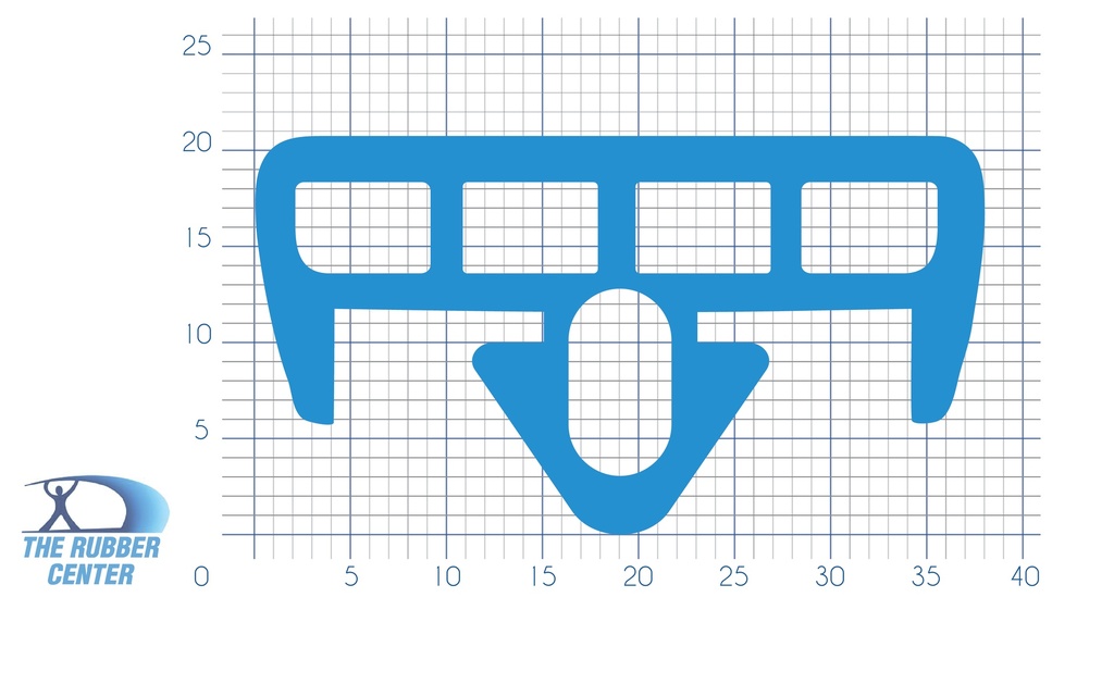 P100 - EPDM rubber frame profile - 38x21mm