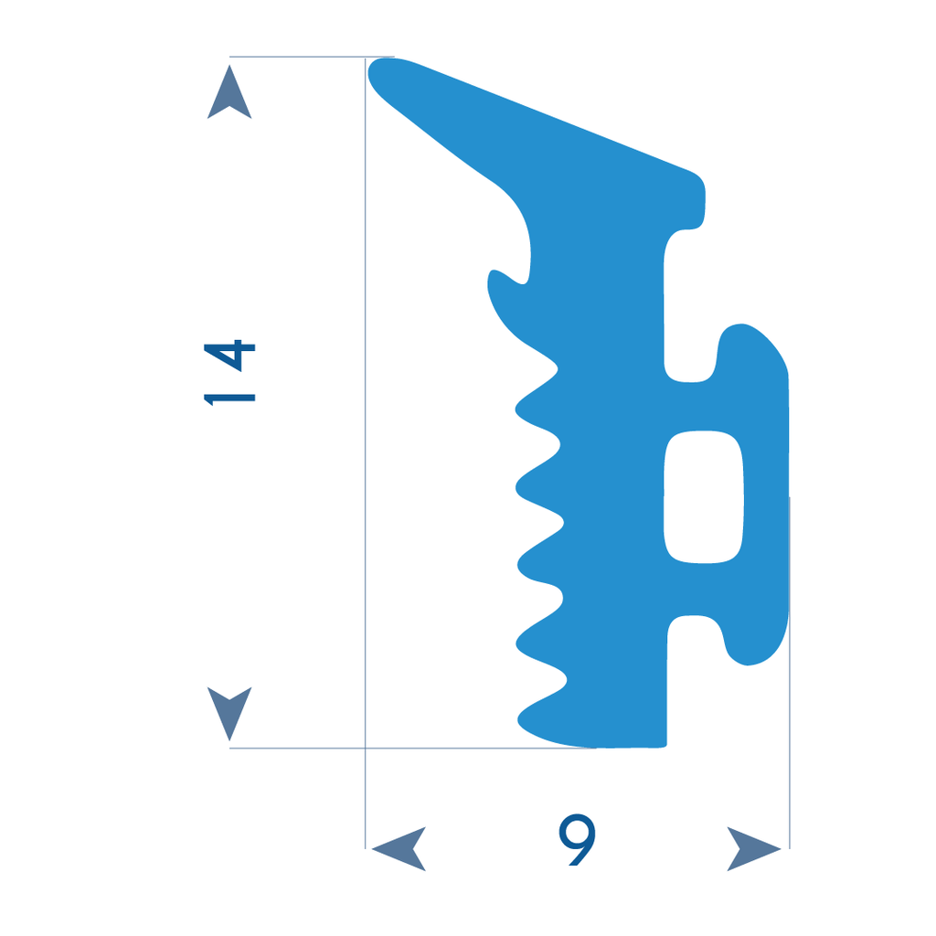 P38 - Silicone profile for aluminium frame - 14x9mm 