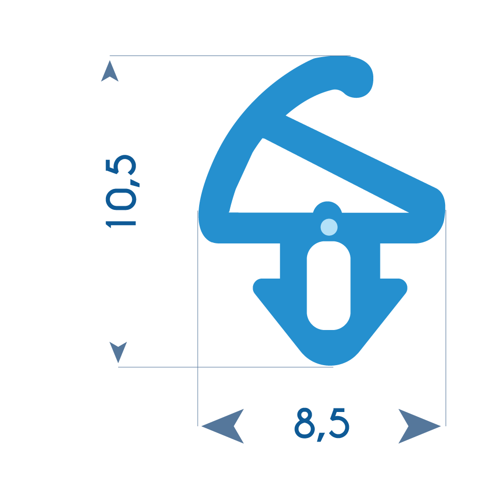 P159 - TPE profile for PVC frame - 8,5x10,5mm 