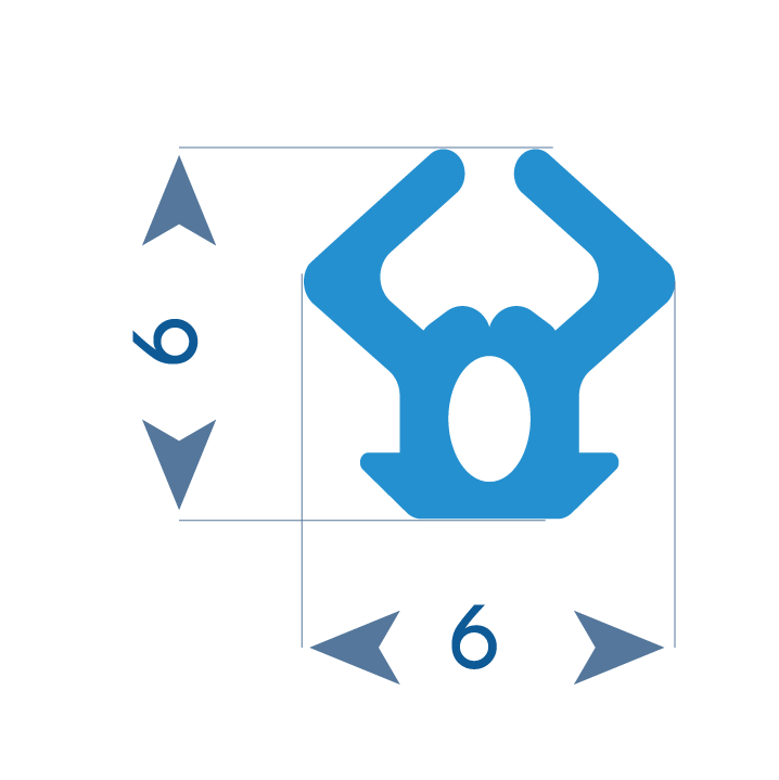 P162 - TPE profile for PVC frame - 6x6mm