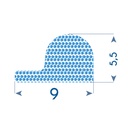 P8 - Self adhesive foam rubber P profile  - 8x6 mm 