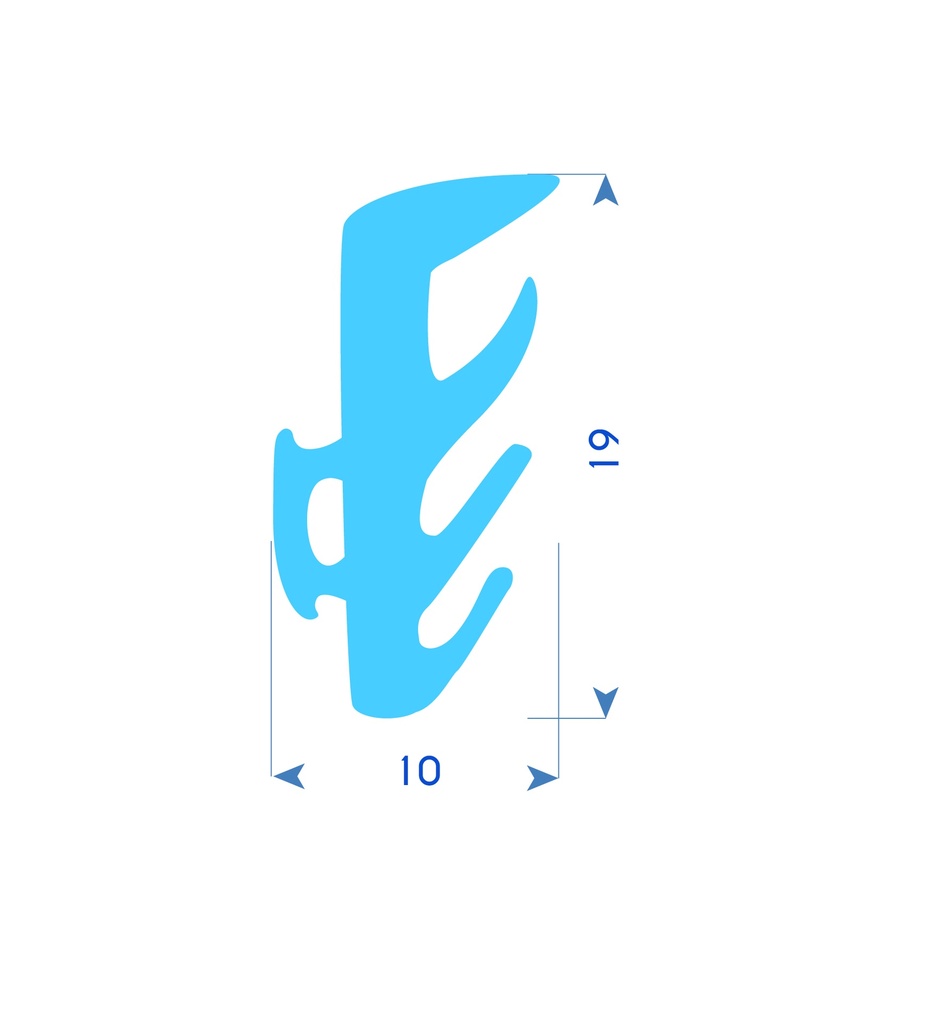P47 - Profilé TPE pour cadre en PVC - 10x19 mm
