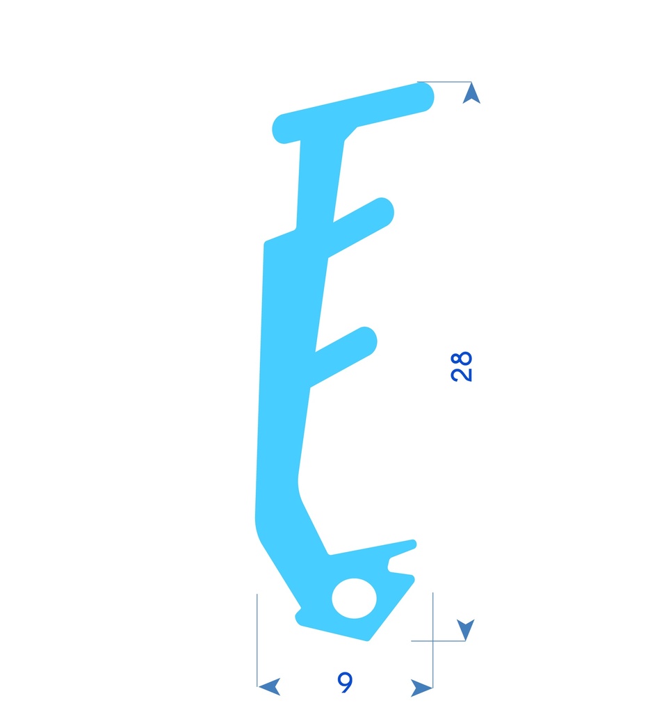 P58 - TPE profile for PVC frame - 9x28mm (copie)