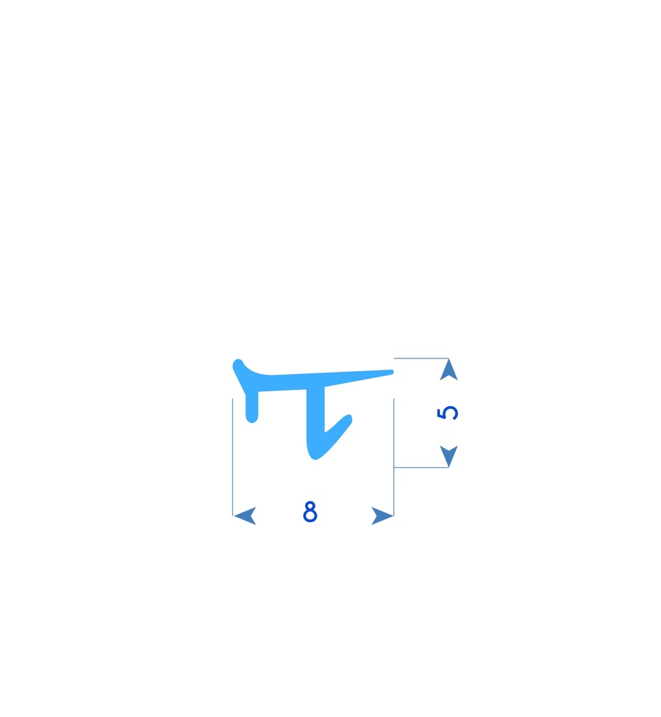 P62 - TPE-profiel voor PVC-frame - 8x5 mm