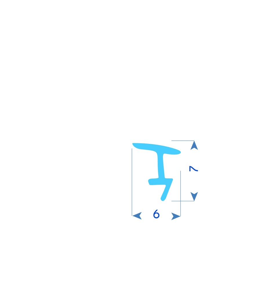 P63 - TPE profile for PVC frame - 6x7mm