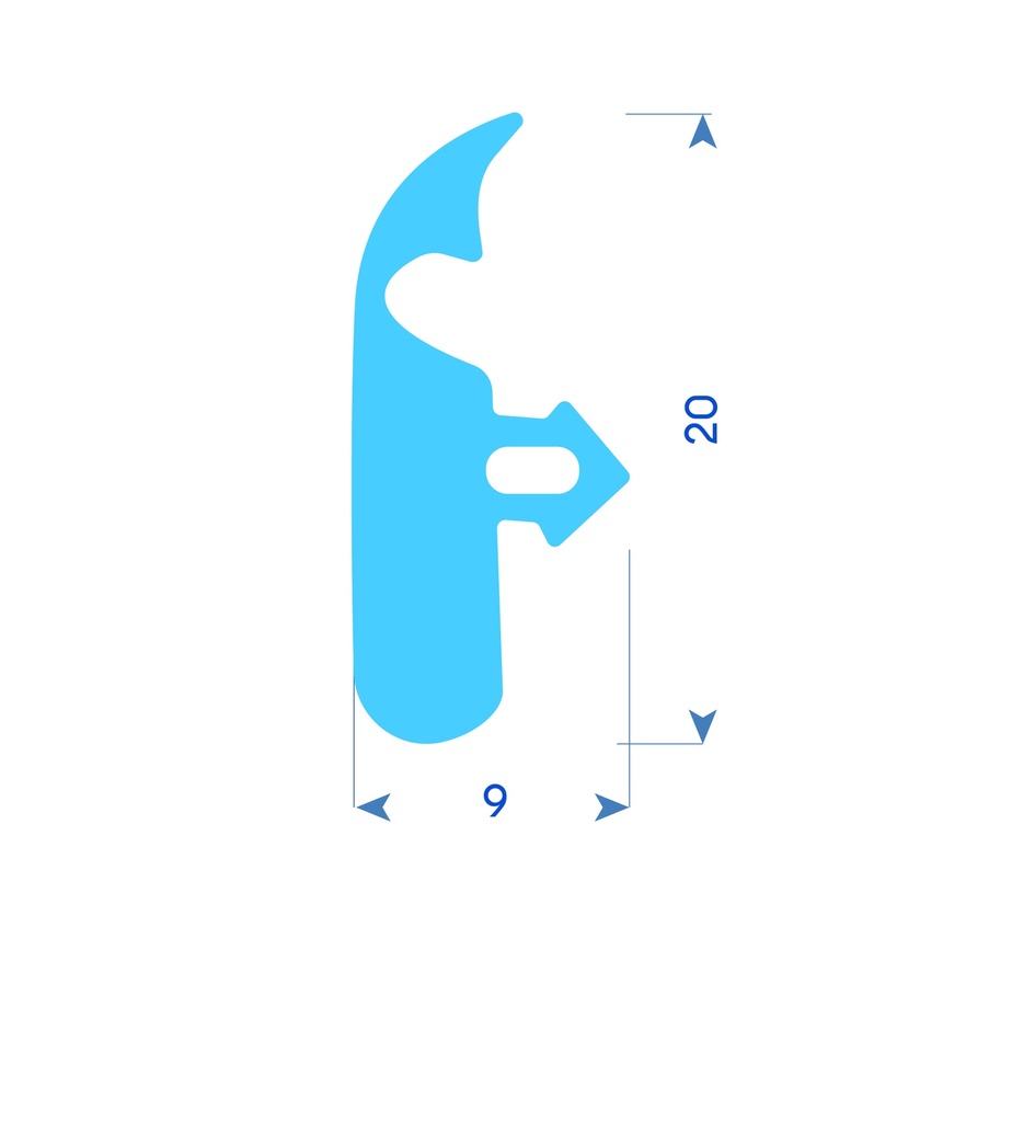 P92 - Rubber profile for PVC frame - 9x20mm