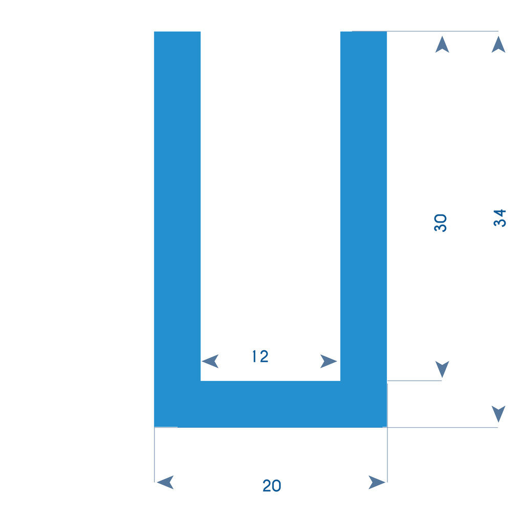 P93 - Rubber U-profile - 20x34mm