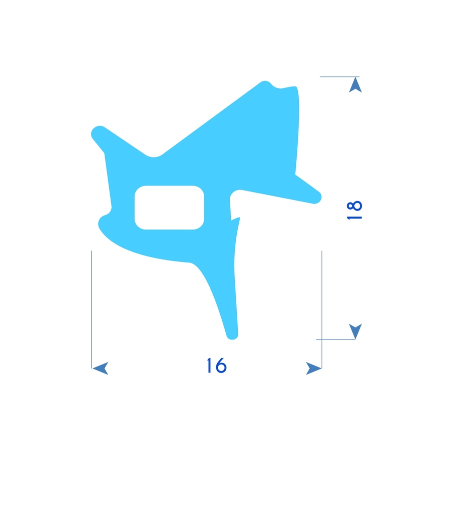 P98 - Rubber profile for PVC frame - 16x18mm