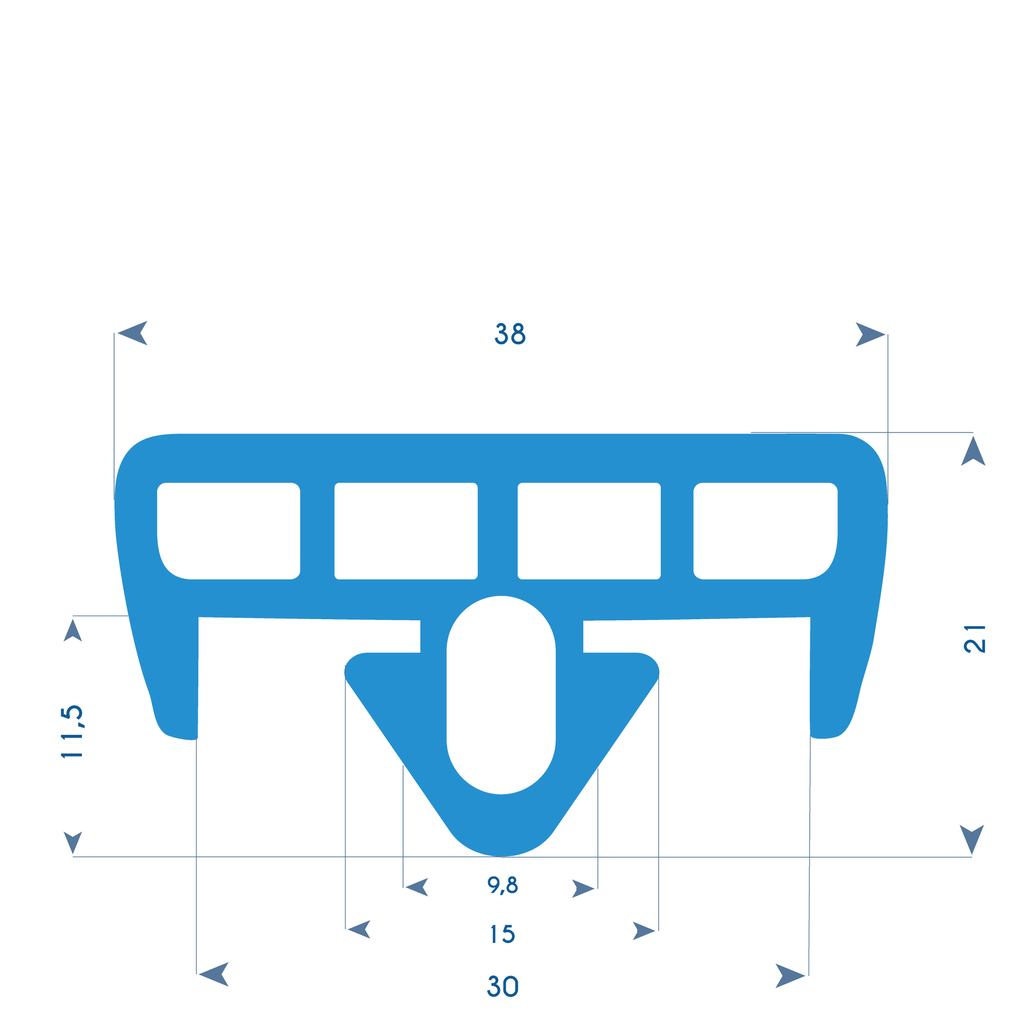 P100 - EPDM rubber frame profile - 38x21mm (copie)