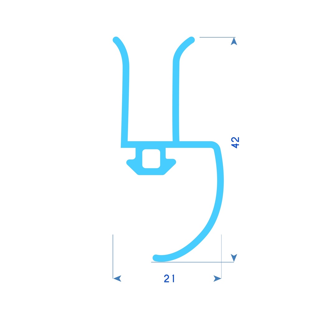 P102 - Rubber profile for aluminium frame - 21x42mm (copie)