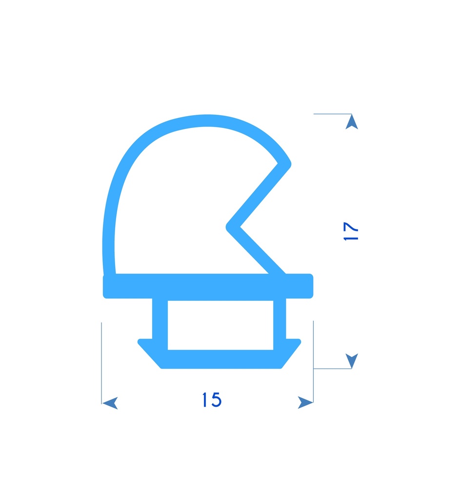 P108 - Rubber profile for aluminium frame - 15x17mm (copie)