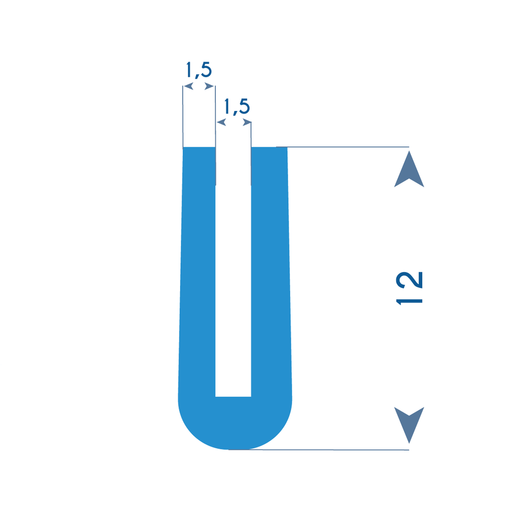 P120 - Rubber U profile - 4,5x12mm