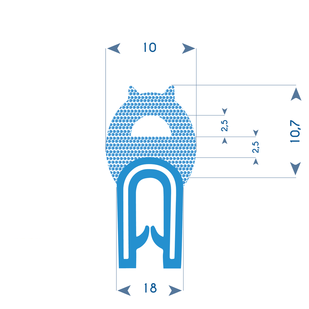 P130 - Bodywork gripping profile - 10x19 mm