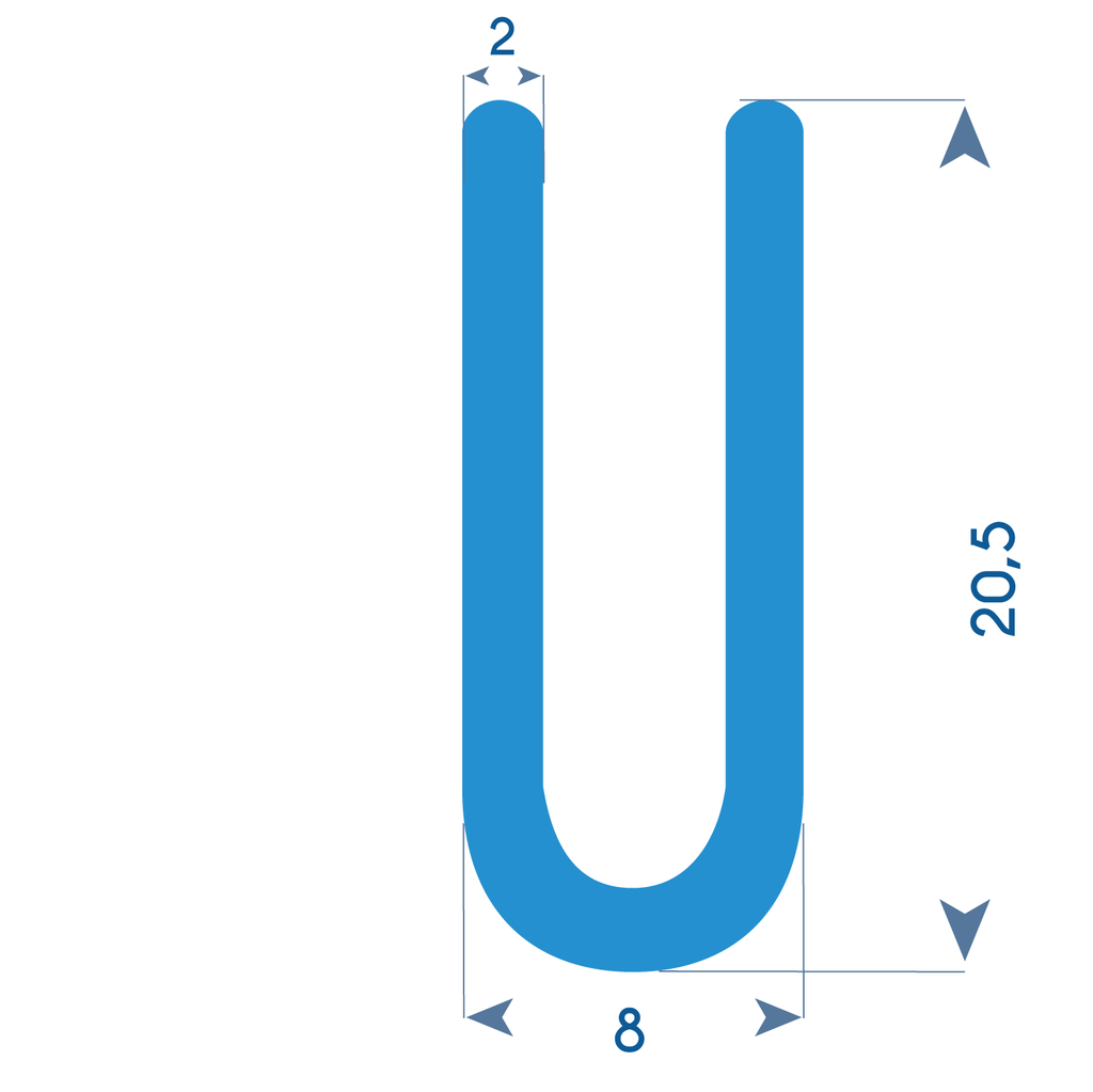 P139 - Rubber U profile - 8x20,5mm (copie)