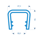 P149 - U-profiel voor randbescherming - 17x15 mm