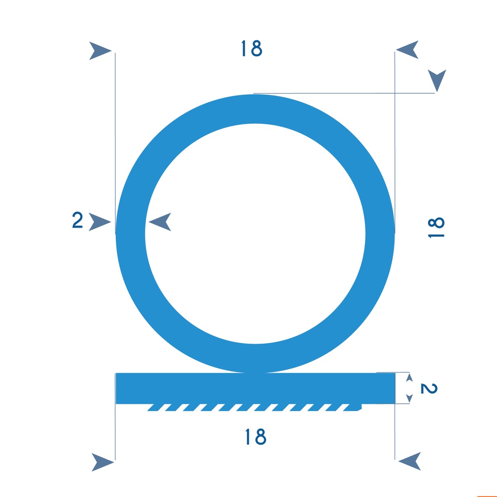 P156 - Self adhesive rubber Omega profile  - 18x18 mm