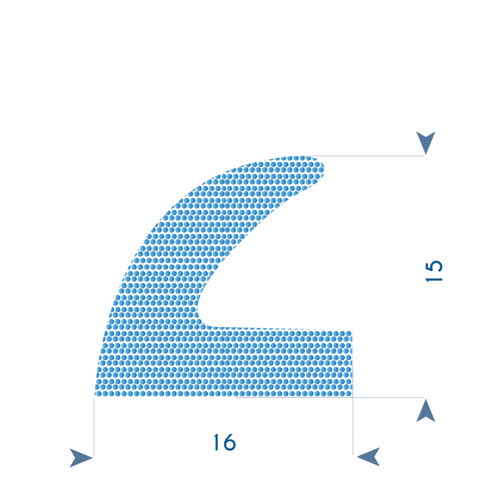 P167 - C-shaped faom rubber profile - 16x15mm