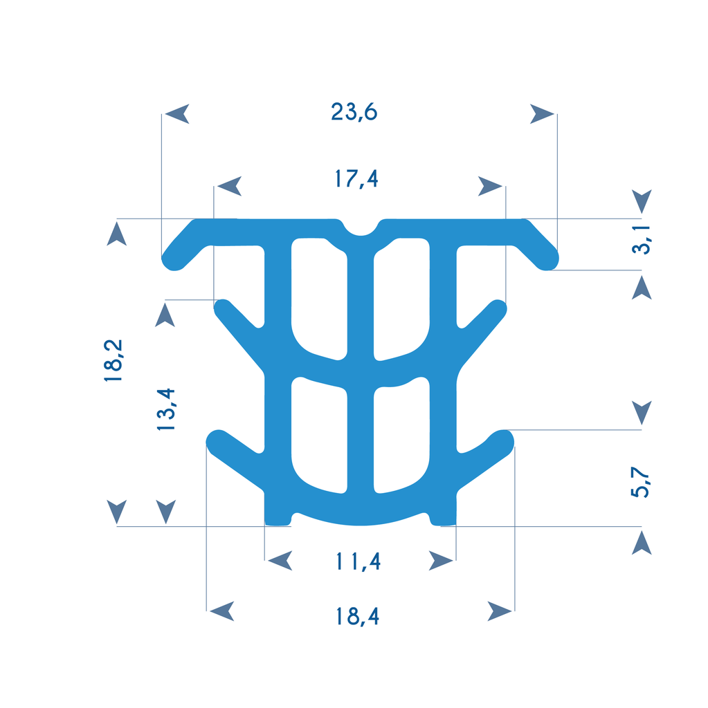 P172 - T-shapes sealing profile - 24x18 mm 