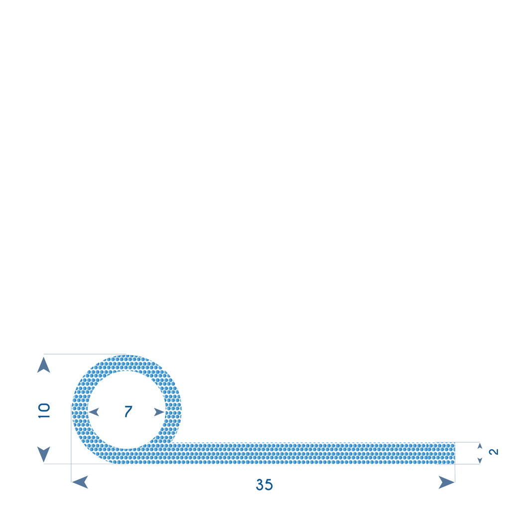 P175 -  Foam rubber P profile - 35x10mm