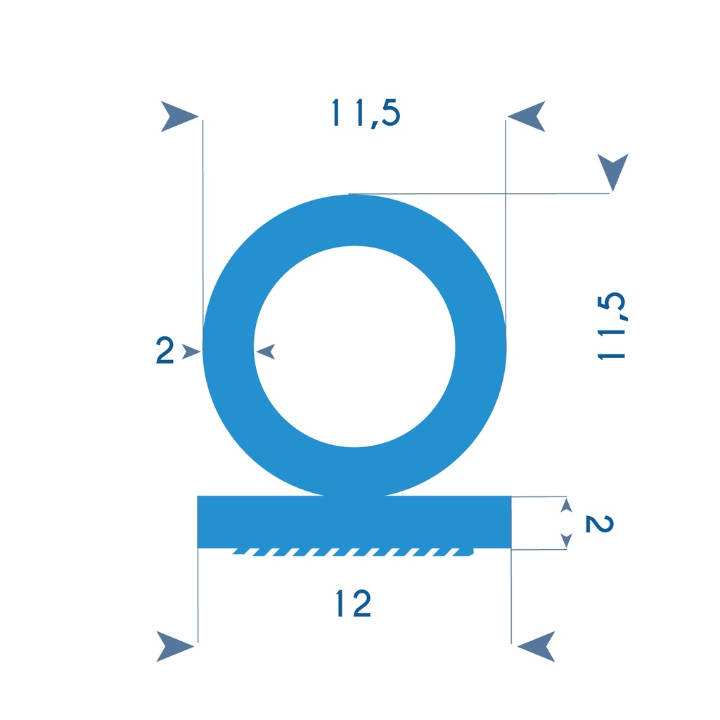 P182 - Self adhesive rubber Omega profile  - 12x13,5 mm