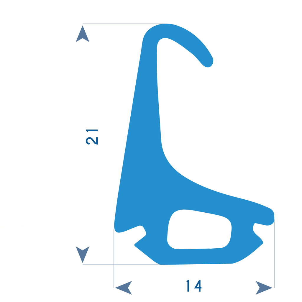 P206 - TPE profile for alluminium frame - 14x21mm