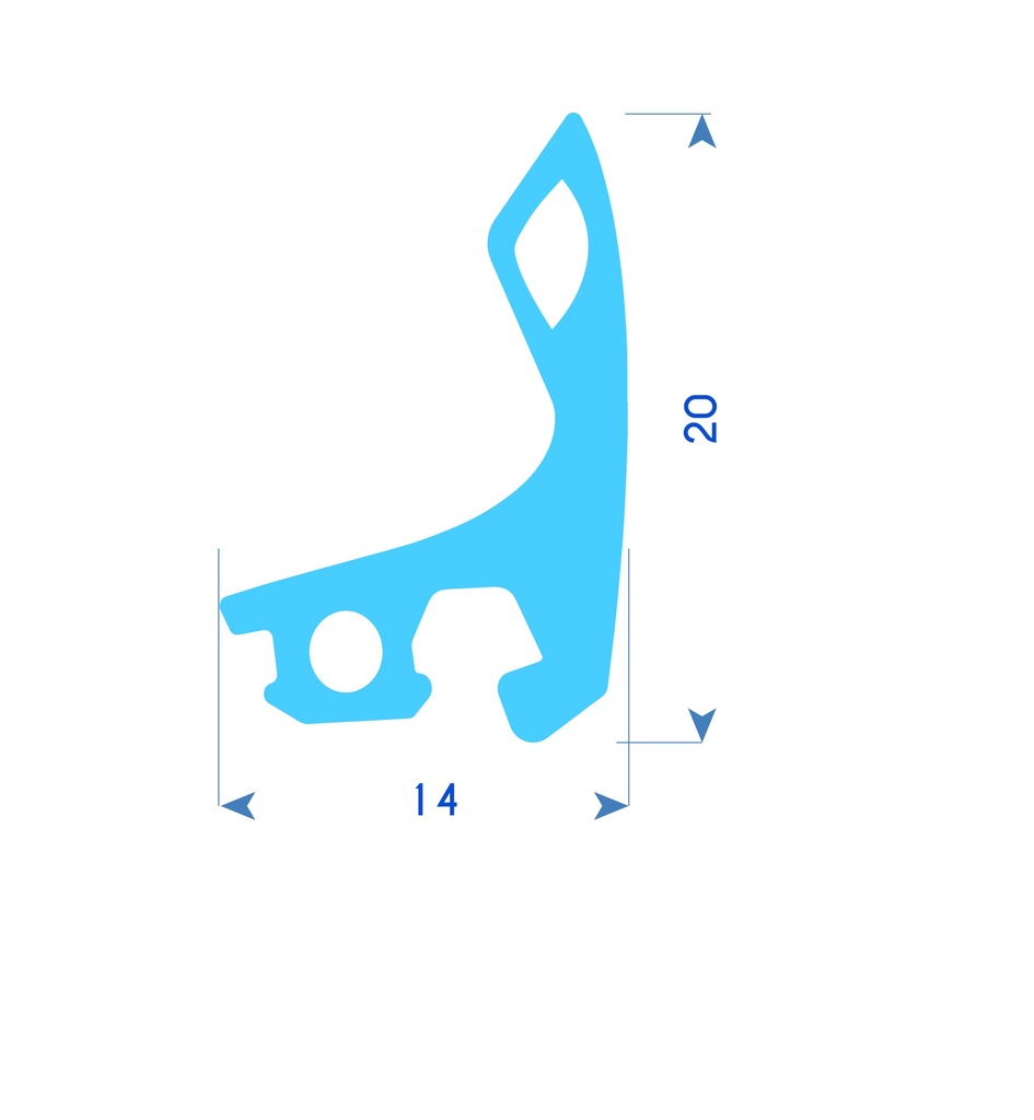 P214 - Rubberen profiel voor aluminium frame - 14x20 mm