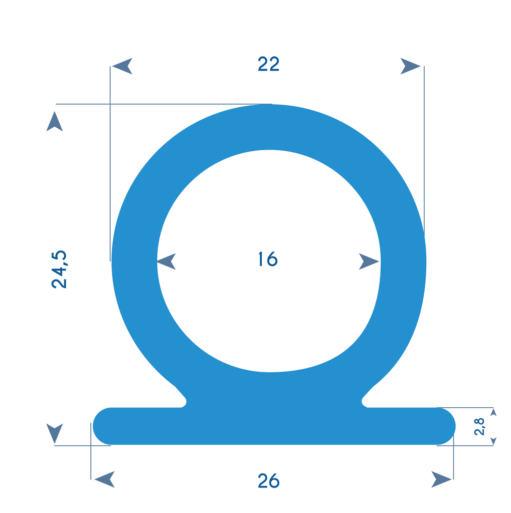 P228 - EPDM rubber Omega profile  - 26x24,5 mm (copie)