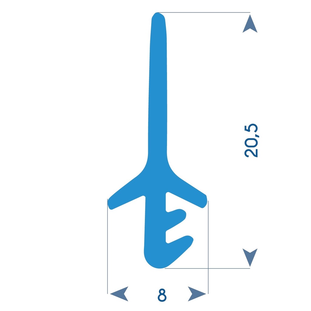 P231 - TPE profile for wooden frame - 8x20mm