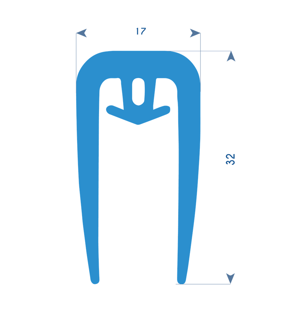 P234 - Joint double en TPE pour véranda - 32x17 mm