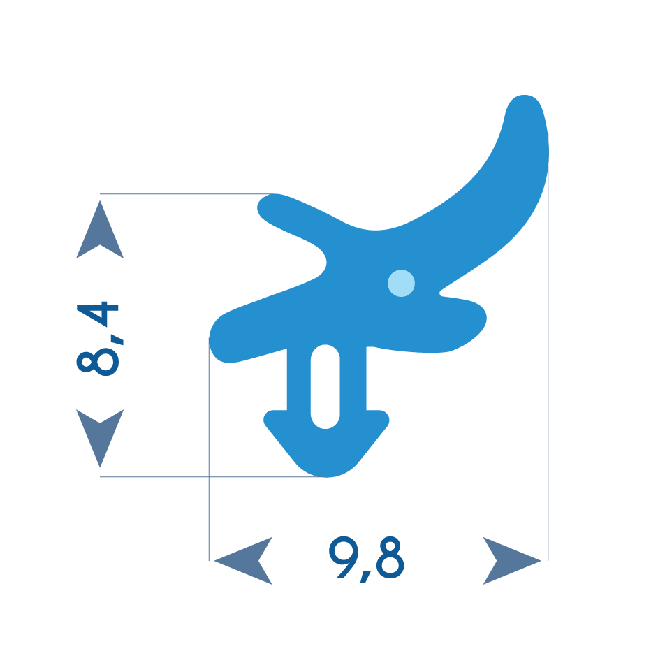 P10 - Clip-on "V" profile - 8.4x9.8 mm
