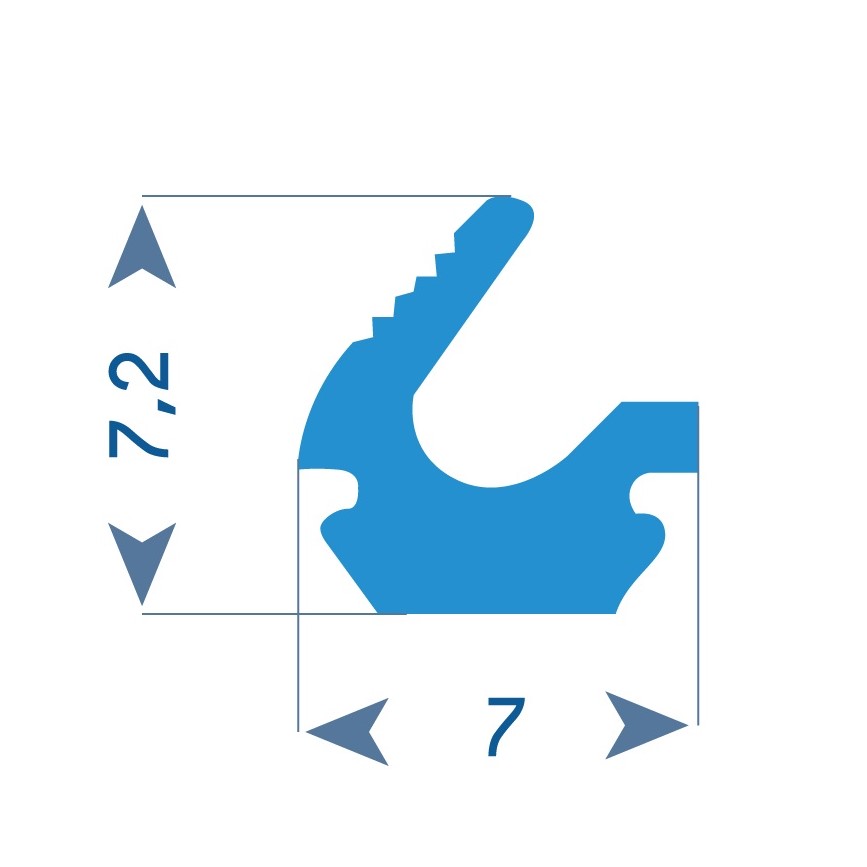 P5 - TPE profile for aluminium frame - 7x7mm