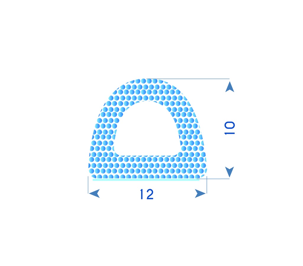 P12 - Self adhesive foam rubber D profile  - 10x8 mm
