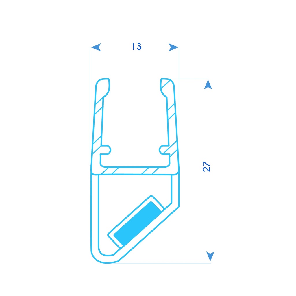 P1750 - Joint d'angle pour douche avec aimant - verre de 6 à 8 mm