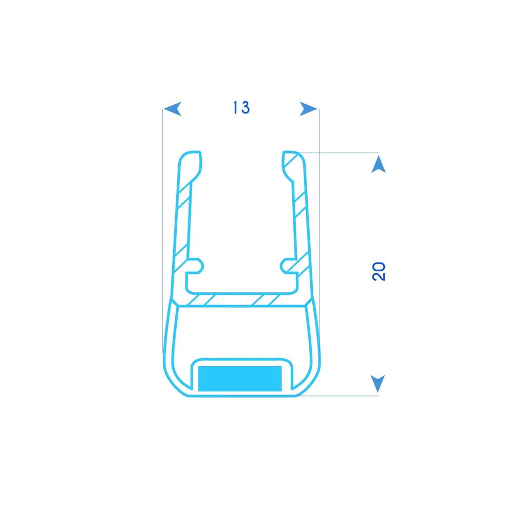 P1751 - Flat shower seal with magnet - glass 6 to 8 mm