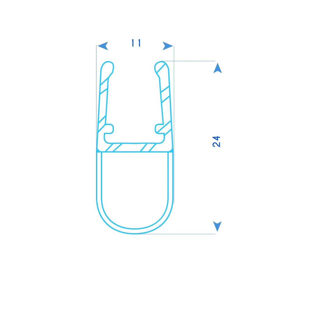 P1755 - Douchedeurafdichting met grote bel - glas van 6 tot 8 mm