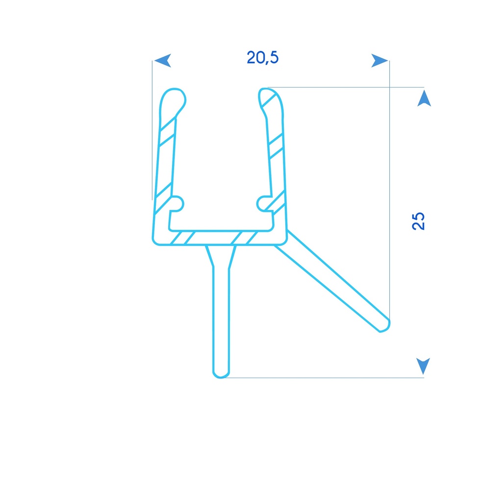 [2101760] P1760 - Joint de porte de douche à double lèvre - verre de 6 à 8 mm