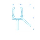 P1760 - Double lip shower door seal - glass 6 to 8 mm