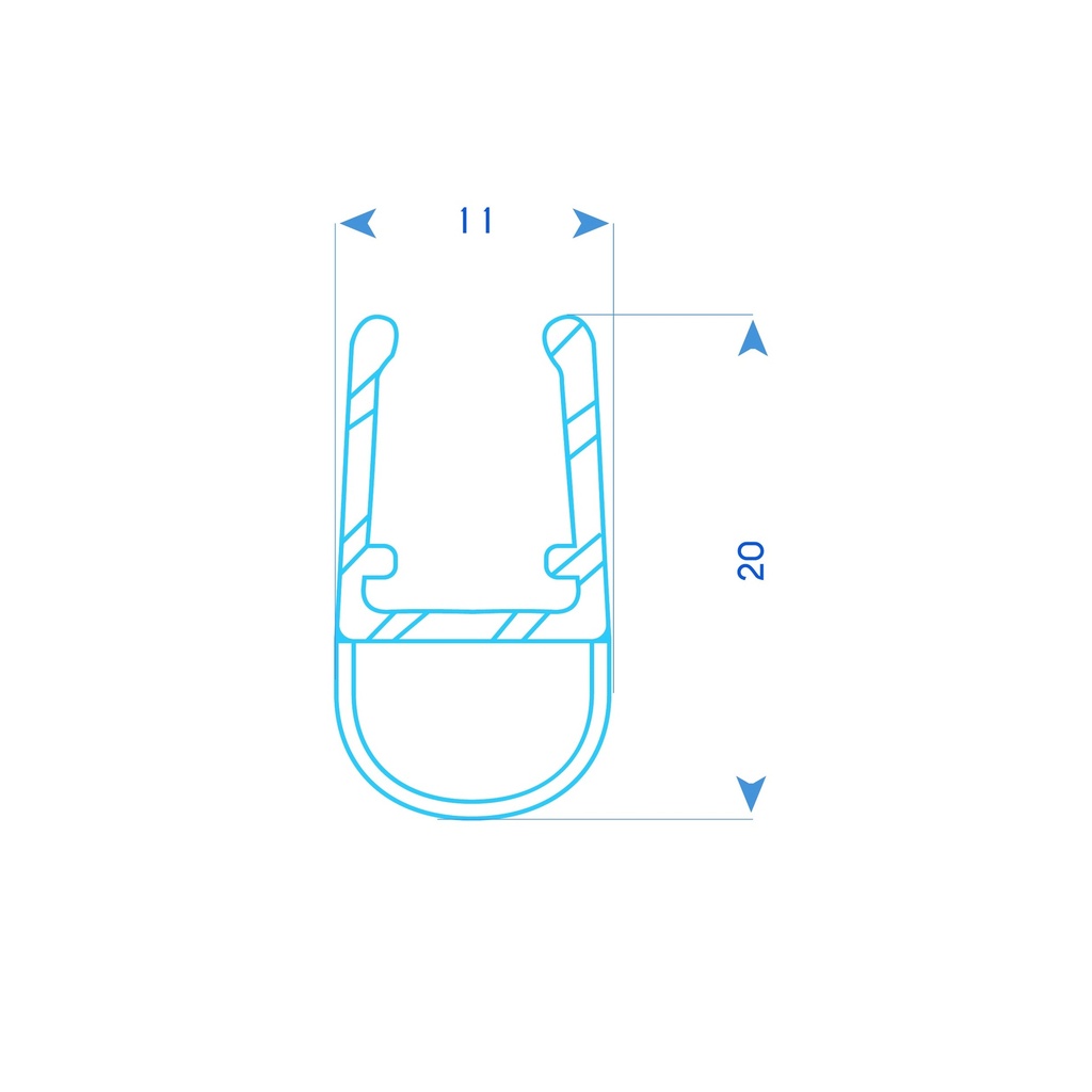 P1768 - Small bubble shower door seal - glass 6 to 8 mm