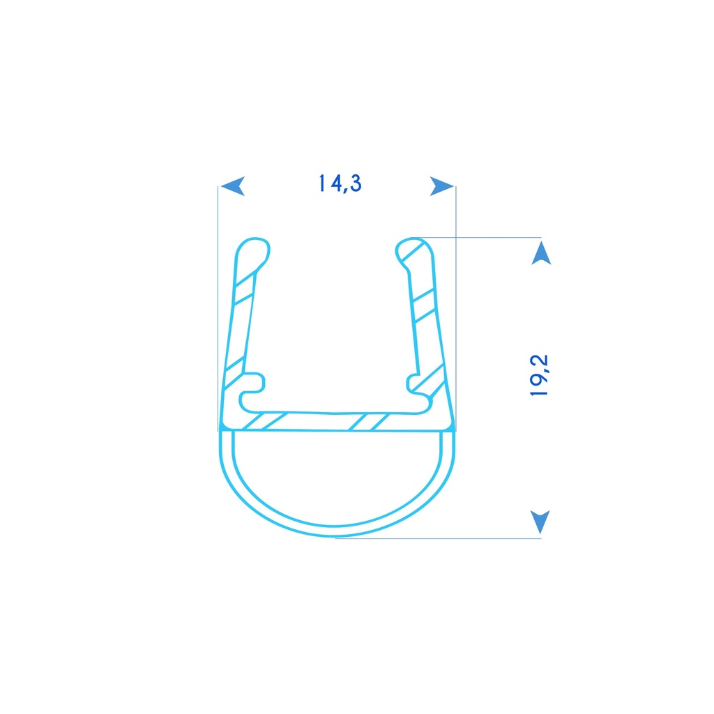 P1777 - Douchedeurafdichting met kleine bel - glas van 10 tot 12 mm