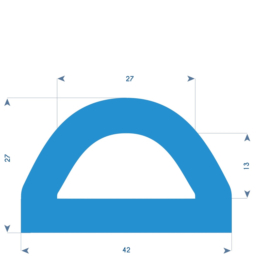 Rubber D-fender profile - 42x27 mm