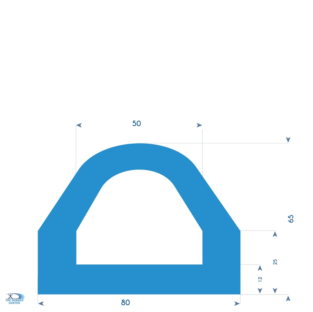 Rubberen D-stootprofiel - 80x65 mm