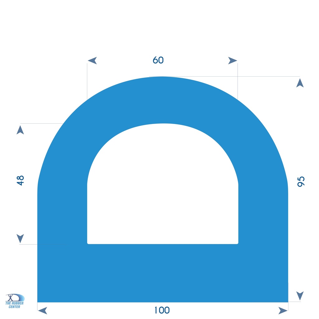 Rubberen D-stootprofiel - 100x95 mm