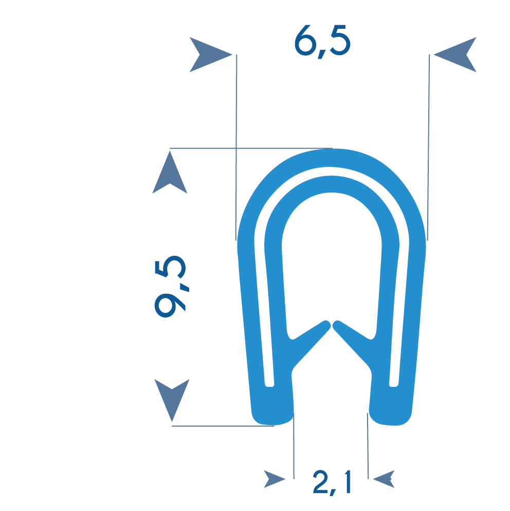 P125 - U-profile for edge protection - 6,5x9,5mm - Light Grey