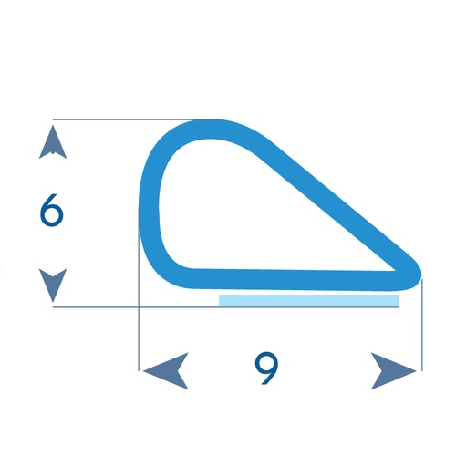 P9 - Profilé goutte auto-adhésif - 9x6 mm