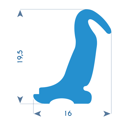 P14 - TPE-profiel voor aluminium frame - 16x20 mm