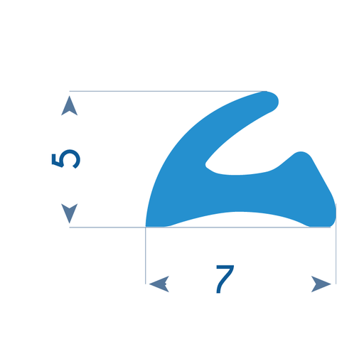 P147 - TPE profile for aluminium frame - 5x7mm 